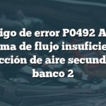 Código de error P0492 Audi: Problema de flujo insuficiente en inyección de aire secundario, banco 2