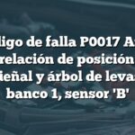 Código de falla P0017 Audi: Correlación de posición del cigüeñal y árbol de levas en banco 1, sensor 'B'