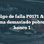 Código de falla P0171 Audi: Sistema demasiado pobre en el banco 1