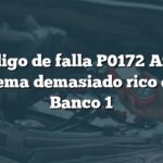 Código de falla P0172 Audi: Sistema demasiado rico en el Banco 1