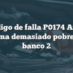 Código de falla P0174 Audi: Sistema demasiado pobre en el banco 2