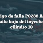 Código de falla P0288 Audi: Circuito bajo del inyector del cilindro 10