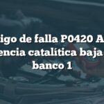 Código de falla P0420 Audi: Eficiencia catalítica baja en el banco 1