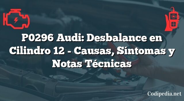 P0296 Audi: Desbalance en Cilindro 12 - Causas, Síntomas y Notas Técnicas