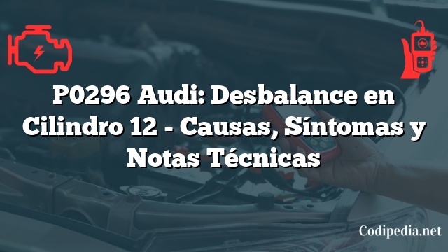 P0296 Audi: Desbalance en Cilindro 12 - Causas, Síntomas y Notas Técnicas