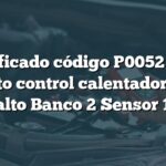 Significado código P0052 Audi: Circuito control calentador HO2S alto Banco 2 Sensor 1