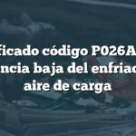 Significado código P026A Audi: Eficiencia baja del enfriador de aire de carga