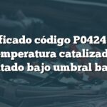 Significado código P0424 Audi: Temperatura catalizador calentado bajo umbral banco 1