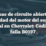 Causas de circuito abierto de velocidad del motor del soplador frontal en Chevrolet: Código de falla B0197