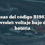 Causas del código B1983 en Chevrolet: voltaje bajo de la batería