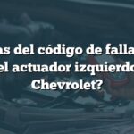 ¿Causas del código de falla B0361 en el actuador izquierdo de Chevrolet?