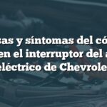 Causas y síntomas del código B2192 en el interruptor del asiento eléctrico de Chevrolet