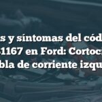 Causas y síntomas del código de falla B1167 en Ford: Cortocircuito en tabla de corriente izquierda