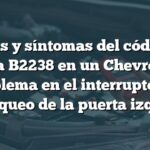 Causas y síntomas del código de falla B2238 en un Chevrolet: Problema en el interruptor de desbloqueo de la puerta izquierda