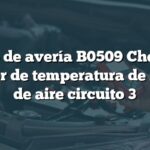 Código de avería B0509 Chevrolet: Sensor de temperatura de salida de aire circuito 3