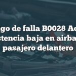 Código de falla B0028 Acura: Resistencia baja en airbag del pasajero delantero