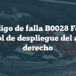 Código de falla B0028 Ford: Control de despliegue del airbag derecho