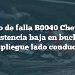 Código de falla B0040 Chevrolet: Resistencia baja en bucle de despliegue lado conductor