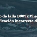 Código de falla B0092 Chevrolet: Identificación incorrecta del PPS