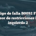 Código de falla B0092 Ford: Sensor de restricciones lado izquierdo 2