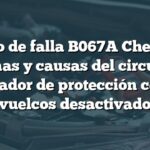 Código de falla B067A Chevrolet: Síntomas y causas del circuito del indicador de protección contra vuelcos desactivado