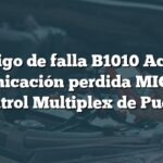 Código de falla B1010 Acura: Comunicación perdida MICU con Control Multiplex de Puerta