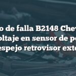 Código de falla B2148 Chevrolet: Bajo voltaje en sensor de posición del espejo retrovisor exterior