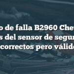 Código de falla B2960 Chevrolet: Datos del sensor de seguridad incorrectos pero válidos