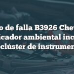 Código de falla B3926 Chevrolet: Identificador ambiental incorrecto del clúster de instrumentos