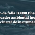 Código de falla B3980 Chevrolet: Identificador ambiental incorrecto del clúster de instrumentos