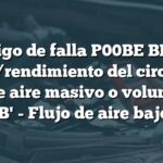 Código de falla P00BE BMW: Rango/rendimiento del circuito de flujo de aire masivo o volumétrico 'B' - Flujo de aire bajo