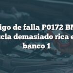 Código de falla P0172 BMW: Mezcla demasiado rica en el banco 1