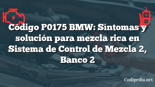 Código P0175 BMW: Síntomas y solución para mezcla rica en Sistema de Control de Mezcla 2, Banco 2