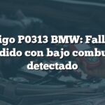 Código P0313 BMW: Fallo de encendido con bajo combustible detectado