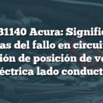 Error B1140 Acura: Significado y causas del fallo en circuito de detección de posición de ventana eléctrica lado conductor