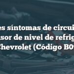 Posibles síntomas de circuito bajo del sensor de nivel de refrigerante en Chevrolet (Código B0938)