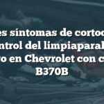 Posibles síntomas de cortocircuito en control del limpiaparabrisas trasero en Chevrolet con código B370B