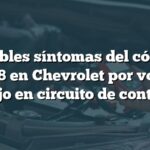 Posibles síntomas del código B1508 en Chevrolet por voltaje bajo en circuito de control