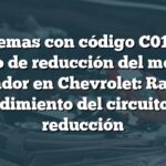 Problemas con código C0182 en circuito de reducción del motor del acelerador en Chevrolet: Rango de rendimiento del circuito de reducción
