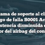 Programa de soporte al cliente: Código de falla B0001 Acura - Resistencia disminuida en el inflador del airbag del conductor