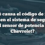 ¿Qué causa el código de falla B2948 en el sistema de seguridad del sensor de potencia de Chevrolet?
