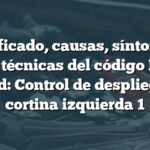 Significado, causas, síntomas y notas técnicas del código B0021 en Ford: Control de despliegue de cortina izquierda 1