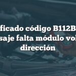 Significado código B112B Ford: Mensaje falta módulo volante dirección