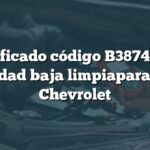 Significado código B3874: Relé velocidad baja limpiaparabrisas Chevrolet
