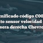 Significado código C0050: Circuito sensor velocidad rueda trasera derecha Chevrolet