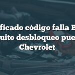 Significado código falla B3130: Circuito desbloqueo puertas Chevrolet