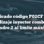 Significado código P02CF BMW: Aprendizaje inyector combustible cilindro 2 al límite máximo