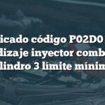 Significado código P02D0 BMW: Aprendizaje inyector combustible cilindro 3 límite mínimo