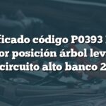 Significado código P0393 BMW: Sensor posición árbol levas 'B' circuito alto banco 2