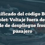 Significado del código B0018 Chevrolet: Voltaje fuera de rango en bucle de despliegue frontal del pasajero